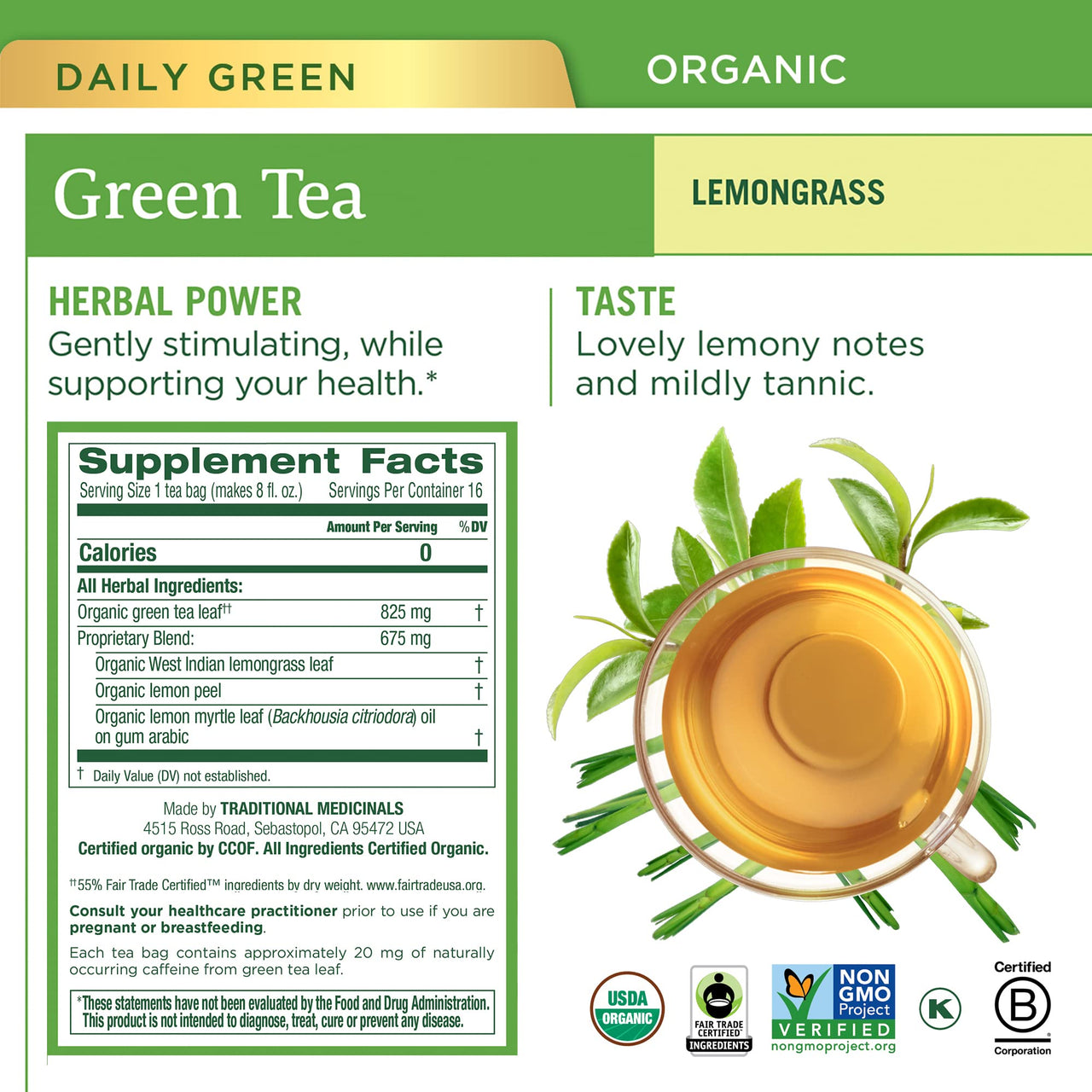 Traditional Medicinals - Organic Green Tea Variety Pack - Includes Matcha, Ginger, Peppermint and Lemongrass - 64 Tea Bags Total (4 Pack),16 Count (Pack of 4)