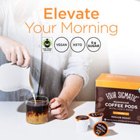 Mushroom Coffee K-Cups by Four Sigmatic | Organic and Fair Trade Dark Roast Coffee with Lions Mane, Chaga & Mushroom Powder | Focus & Immune Support | Vegan & Keto | Sustainable Pods | 24 Count