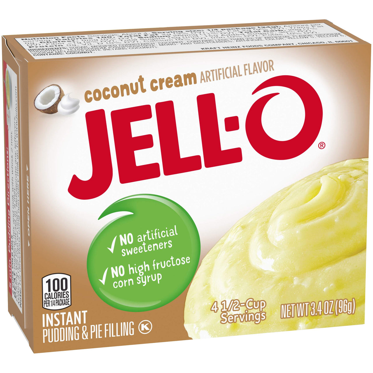 Jell-O Cook and Serve Coconut Cream Pudding, 3.4 oz Box