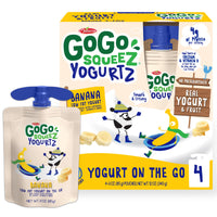 GoGo squeeZ yogurtZ Banana, 3 oz. (4 Pouches) - Kids Snacks Made from Real Yogurt & Fruit - Pantry Friendly Snack, No Fridge Needed - No Preservatives - Kosher Certified - Gluten Free Snacks for Kids