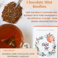 Chocolate Mint Rooibos, Tea Bags, Caffeine Free, Hot & Iced Tea, Antioxidants - 16 Cups | The Spice Hut, First Sip Of Tea
