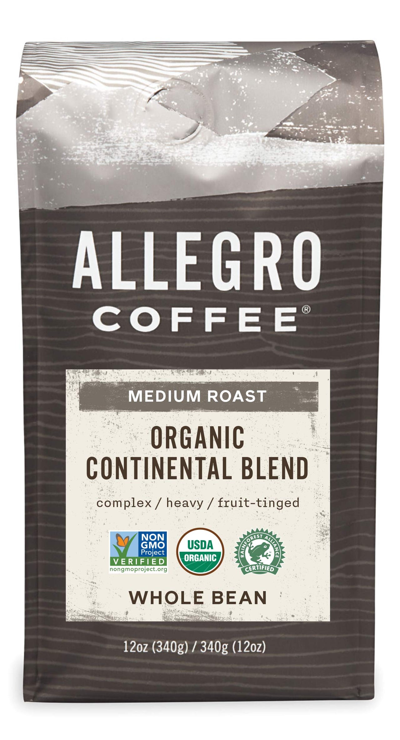 Allegro Coffee Organic Continental Blend Whole Bean Coffee, 12 oz