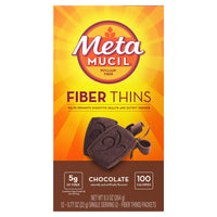 Metamucil Fiber Chewable Thins, Psyllium Husk Fiber Supplement, Chocolate, 12 Ct