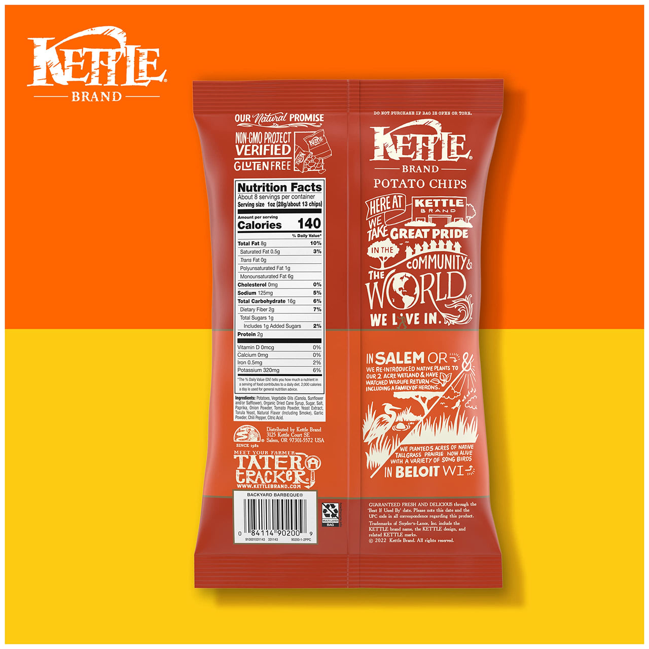 Kettle Brand Backyard Barbeque Kettle Potato Chips, Gluten-Free, Non-GMO, 7.5 oz Bag