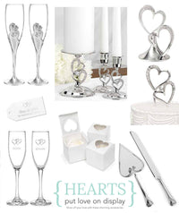 Hortense B. Hewitt Sparkling Love Double Hearts Anniversary, Engagement, Wedding Cake Topper, 5.5-Inches, Metal with Rhinestones, Silver