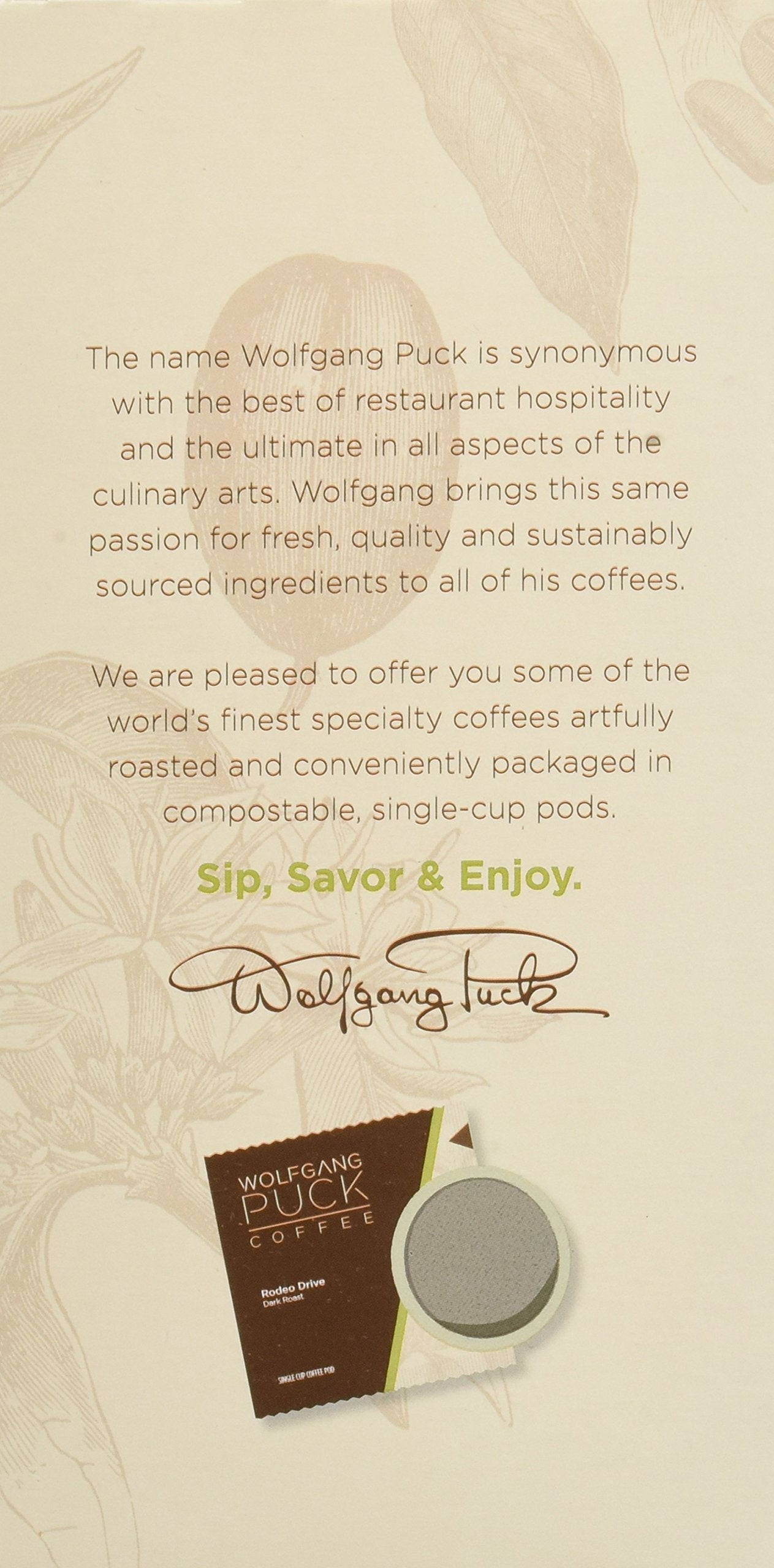 Wolfgang Puck Coffee, Chef's  Reserve, Medium Roast, 9.5 Gram Soft Pods, 18 Count (Pack of 1)