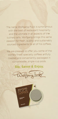 Wolfgang Puck Coffee, Chef's  Reserve, Medium Roast, 9.5 Gram Soft Pods, 18 Count (Pack of 1)