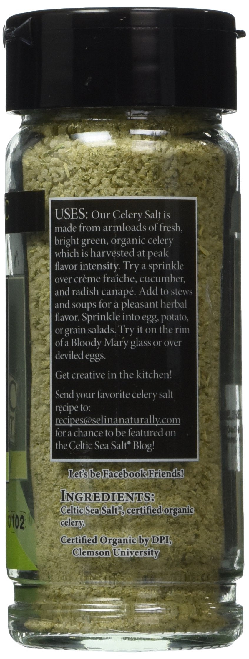 Gourmet Celtic Sea Salt Organic Celery Seasoned Salt Blend  Classic Celery Salt Adds Bold Herb Flavor to a Variety of Dishes, Hand Crafted and Organic, 3.7 Ounces