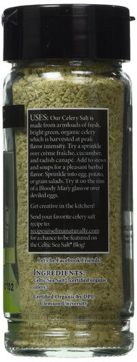 Gourmet Celtic Sea Salt Organic Celery Seasoned Salt Blend  Classic Celery Salt Adds Bold Herb Flavor to a Variety of Dishes, Hand Crafted and Organic, 3.7 Ounces