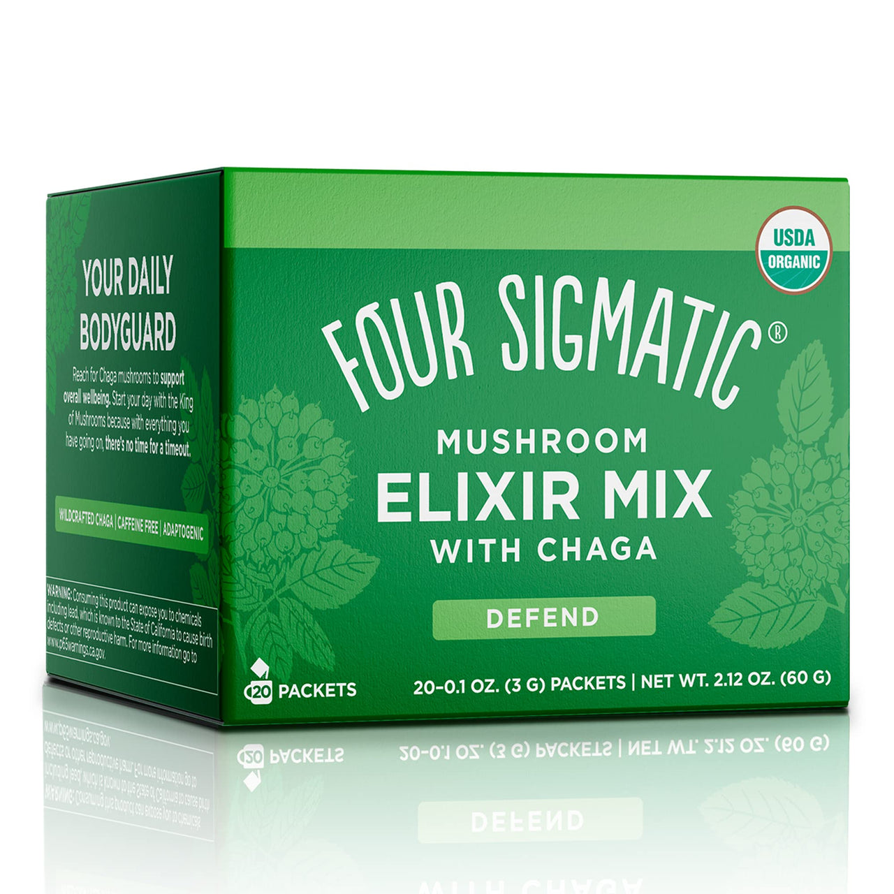 Chaga Mushroom Elixir by Four Sigmatic | Coffee Alternative with Organic Chaga Mushroom Powder, Rose Hips & Mint | Immune Support & Overall Wellness | Pack of 20