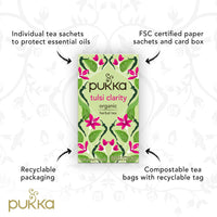 Pukka Organic Tea Bags, Tulsi Clarity, Herbal Holy Basil Tea (3 Pack, 60 Tea Bags)