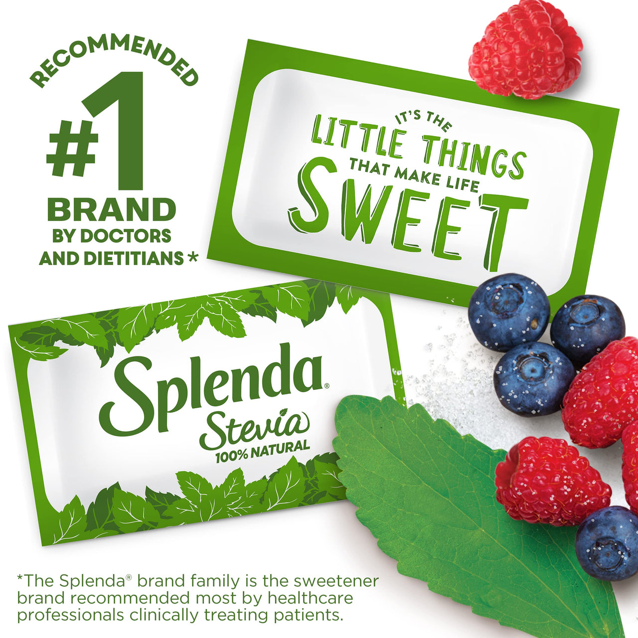 SPLENDA Stevia Zero Calorie Sweetener, Plant Based Sugar Substitute Granulated Powder, Single Serve Packets, 80 Count