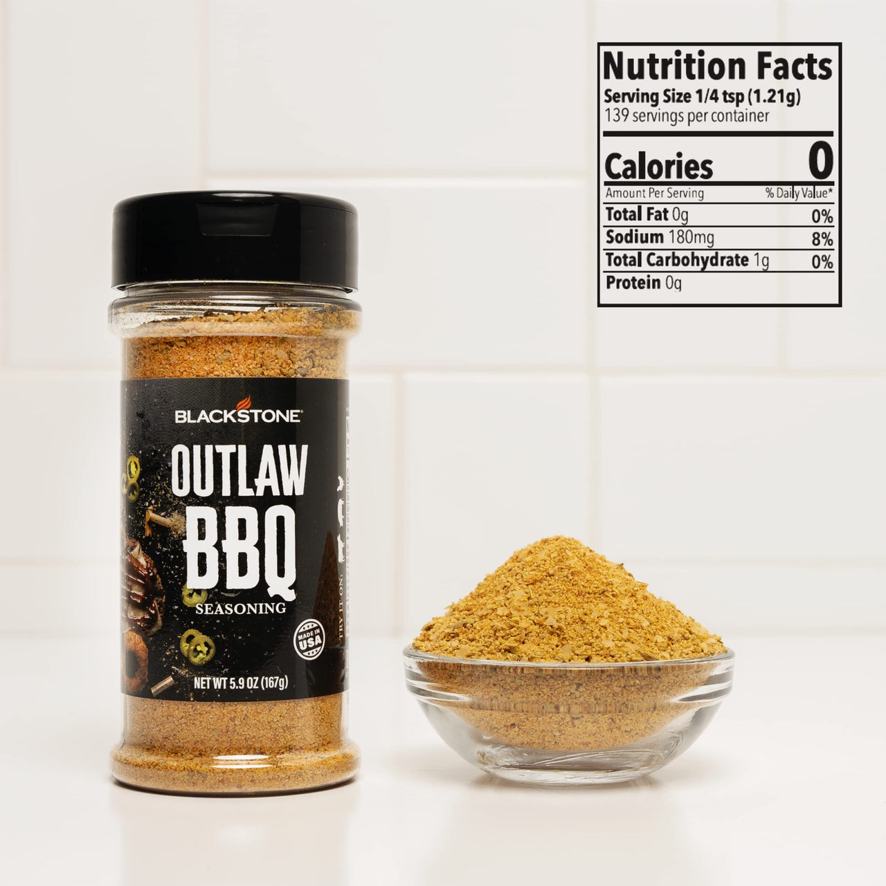 Blackstone 4160 Outlaw BBQ Powder for Beef, Poulty, Pork, Chicken, Fries, Steaks Tasty Spices with Sweetness and Citrus, All-Purpose Cooking Grilling Barbecue Seasoning, 5.9 Oz, (Pack of 2)