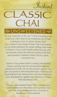Nature's  Guru Instant Classic Chai Tea Drink Mix Unsweetened 10 Count Single Serve On-the-Go Drink Packets
