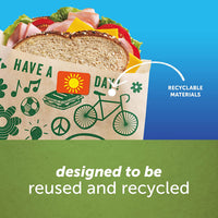 Ziploc Paper Sandwich & Snack Bags, Recyclable & Sealable with Fun Designs, 50 Count