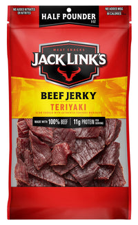 Jack Link's  Beef Jerky, Teriyaki,  Pounder Bag - Flavorful Meat Snack, 11g of Protein and 80 Calories, Made with Premium Beef - 96 Percent Fat Free, No Added MSG** or Nitrates/Nitrites