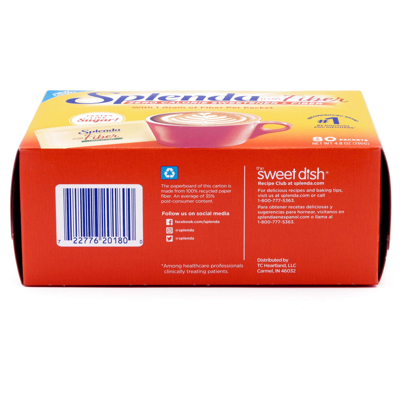 Splenda--No Calorie Sweetener 1G of Fiber Packets, 80 Count (Pack of 1), Sugar Substitute for Use with Coffee, Tea, Fruit, Cereal, and More