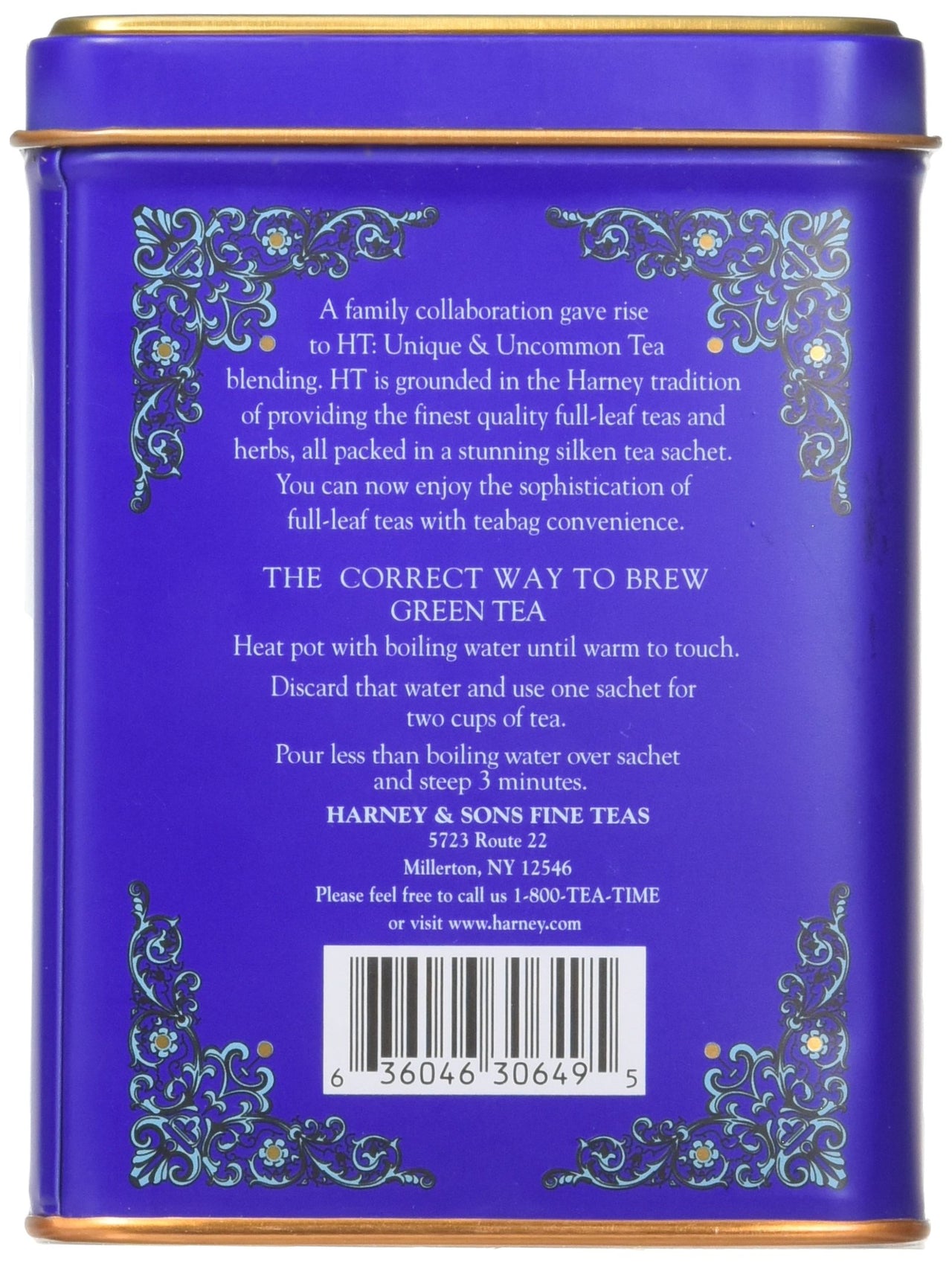 Harney & Sons Blueberry Green Tea Tin Can - Caffeinated and, Great Present Idea - 20 Sachets, 1.4 Ounces
