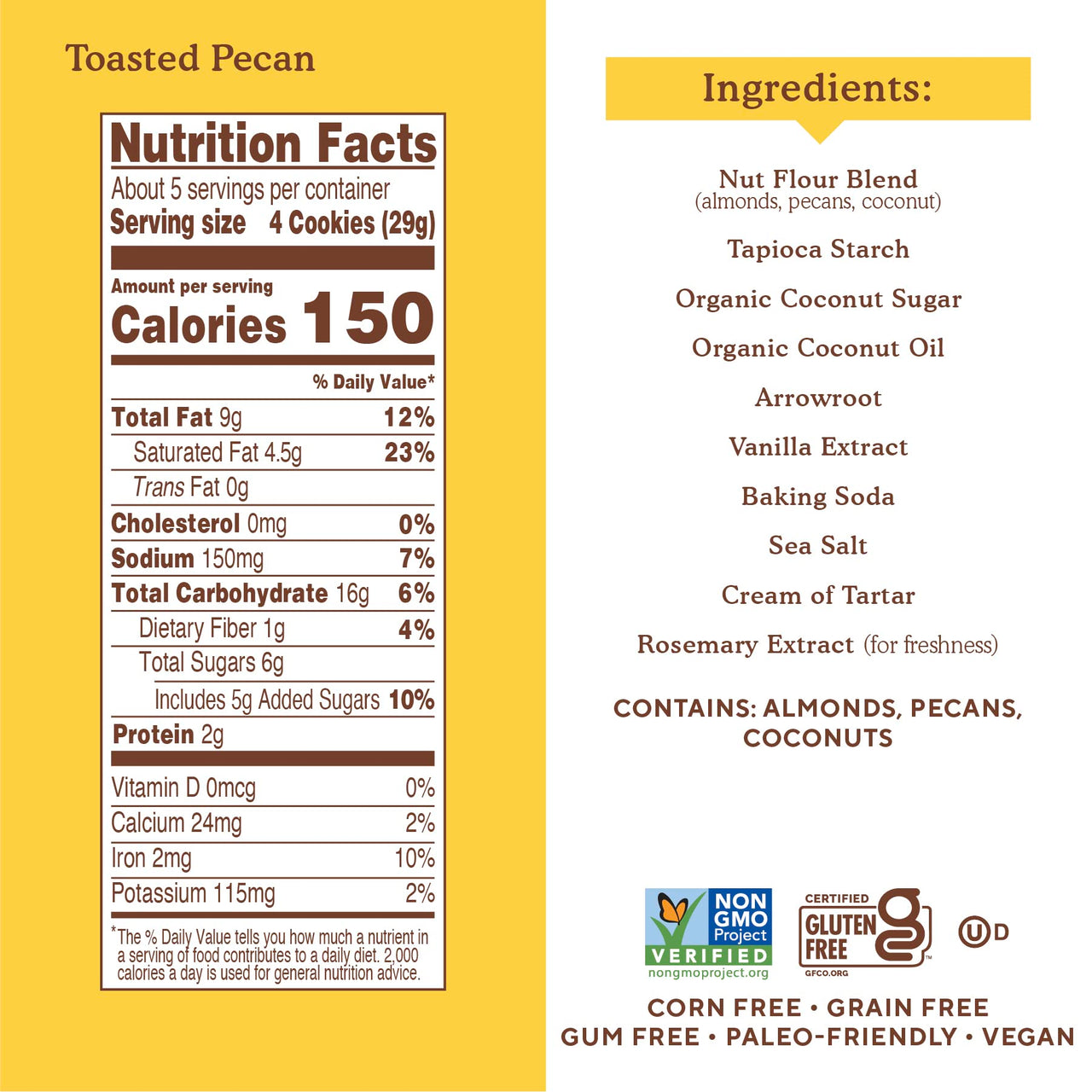 Simple Mills Almond Flour Crunchy Cookies, Toasted Pecan - Gluten Free, Vegan, Healthy Snacks, Made with Organic Coconut Oil, 5.5 Ounce (Pack of 2)