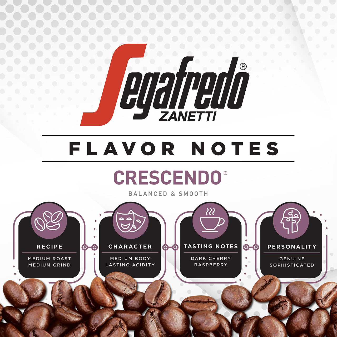 Segafredo Zanetti Ground Coffee, Crescendo Medium Roast, Made with Arabica, Vivacious and Balanced Flavor