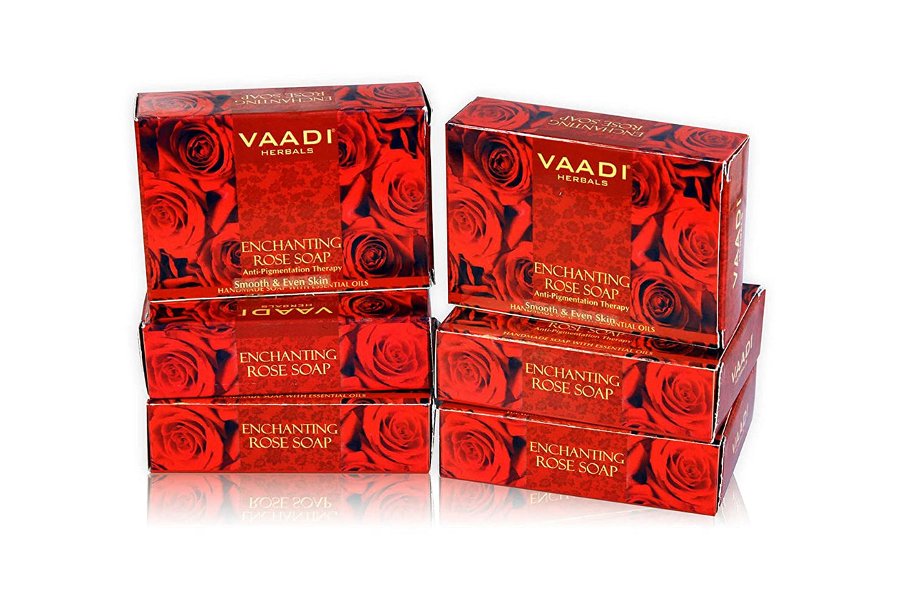 Vaadi herbals Enchanting Rose Soap, 75 grams (Pack of 6)