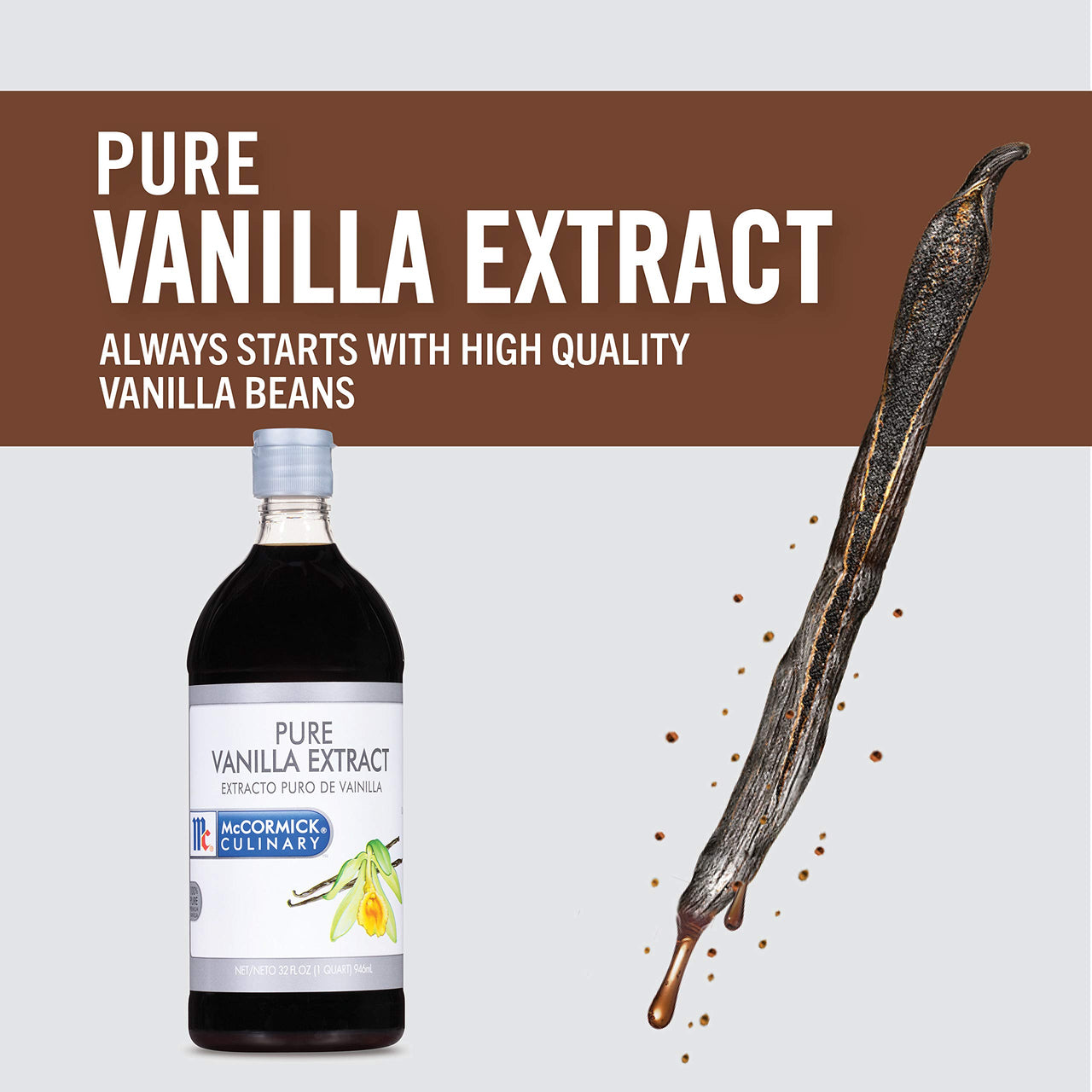 McCormick Culinary Pure Vanilla Extract, 16 fl oz - One 16 Fluid Ounce Vanilla Extract Flavor for Baking Cakes, Cookies, Custards, Icing, Drinks and More