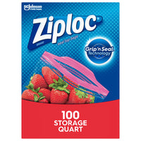 Ziploc Quart Food Storage Bags, Grip 'n Seal Technology for Easier Grip, Open, and Close, 100 Count