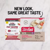 SlimFast Low Carb Snacks, Keto Friendly for Weight Loss with 0g Added Sugar, Strawberry Topped Cheesecake Snack Bar Minis, 12 Count Box (Packaging May Vary)