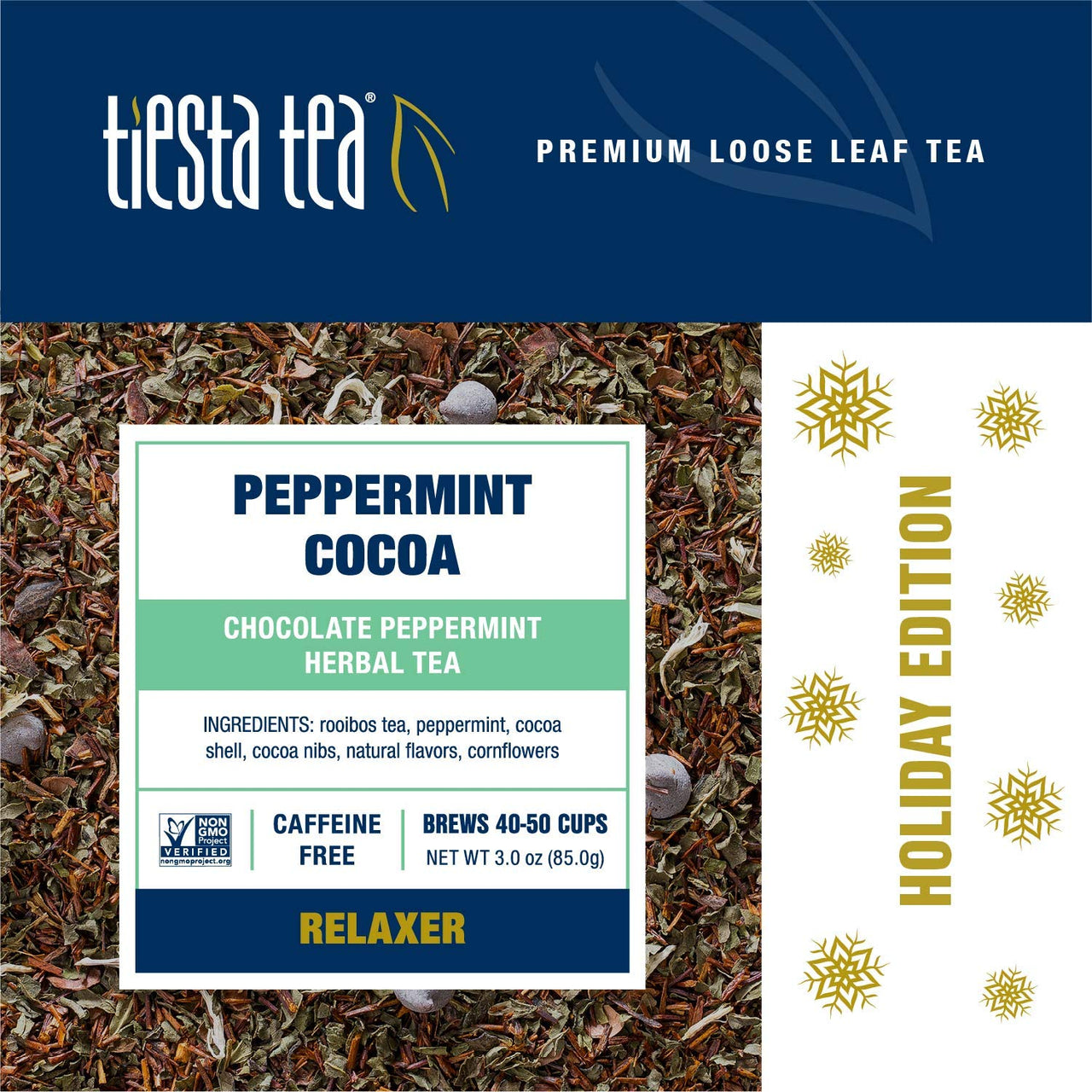 Tiesta Tea - Cozy Peppermint Cocoa, Loose Leaf Chocolate Peppermint Herbal Tea, No Caffeine, Hot & Ice Tea, 3 oz Tin - 50 Cups, Natural Flavors, Rooibos Herbal Tea Loose Leaf