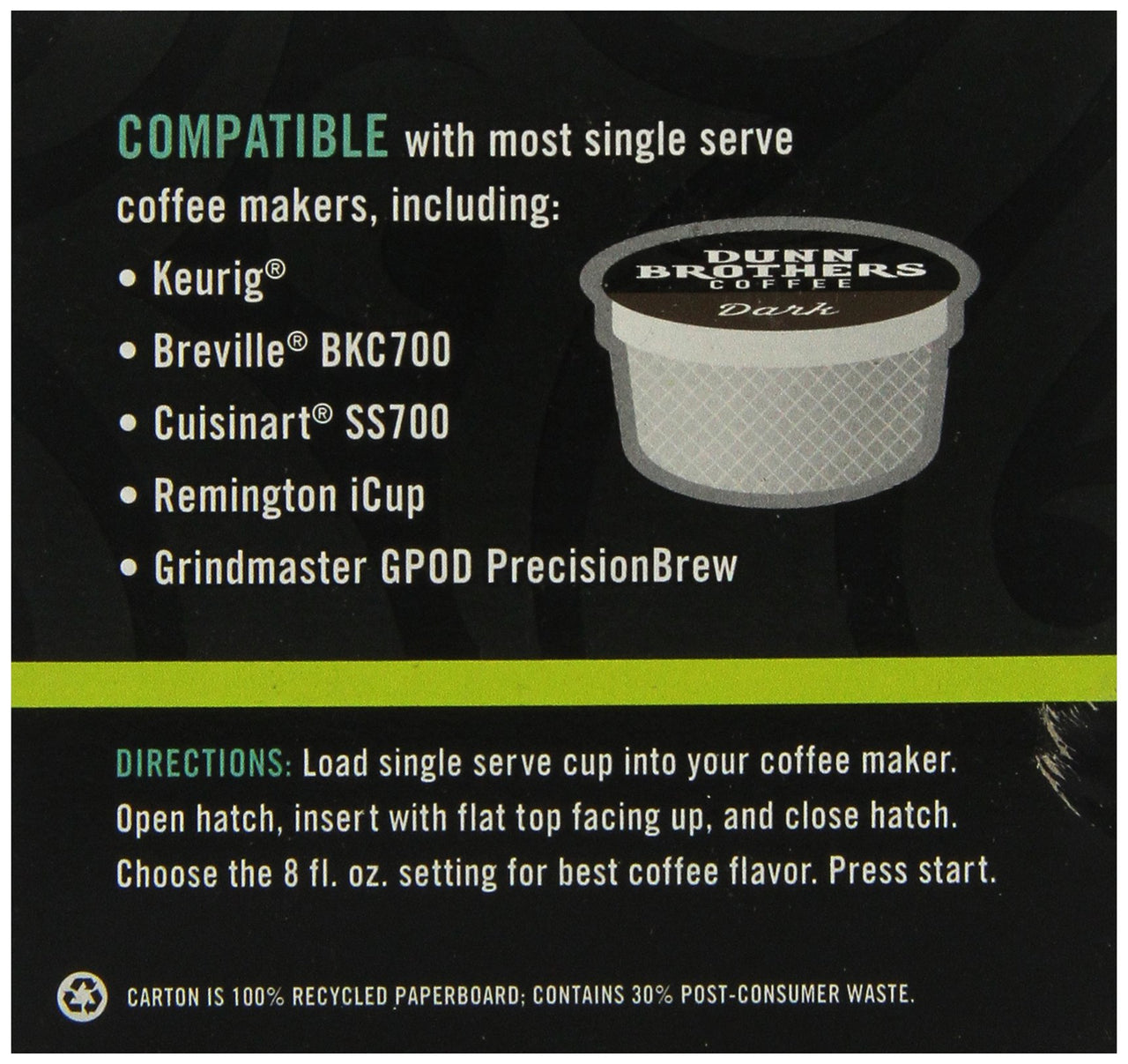 Dunn Brother's  Single Serve Coffee, Dark Blend, 12 Count