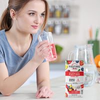 Fasting 16:8 Intermittent Fasting Drink Mix - 0 Sugar - 0 Calories - Fruit Punch Flavor - 18 Stick Packs - Pantry Friendly,Red