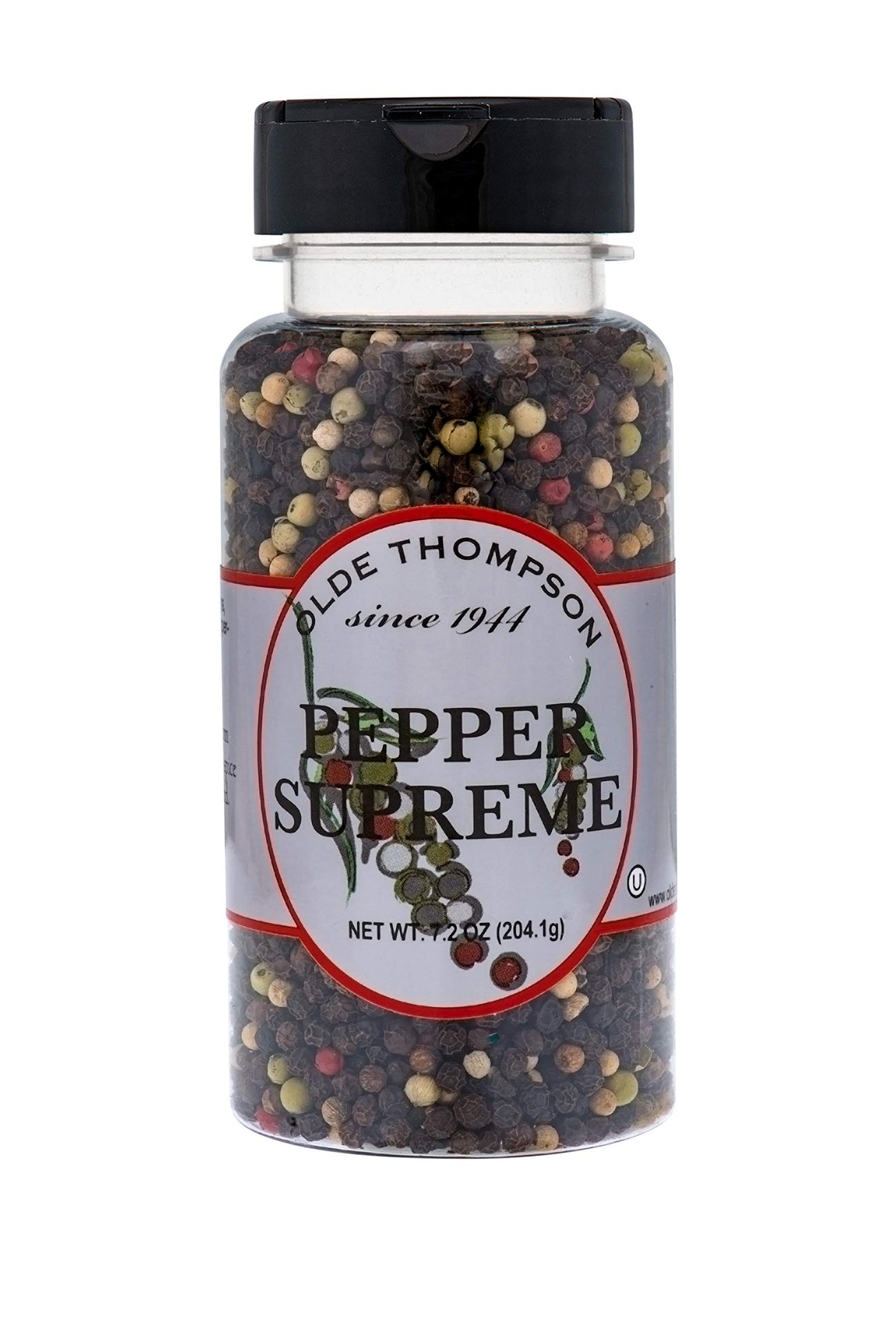 Olde Thompson Pepper Supreme, Whole Pepper Blend With White, Black, Pink, Green Peppercorns, Refill For Pepper Grinders, 7.2 oz