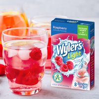 Wyler's  Light Singles To Go Powder Packets, Water Drink Mix, Raspberry, 8 Packets per Box, 96 total Packets (Pack of 12)