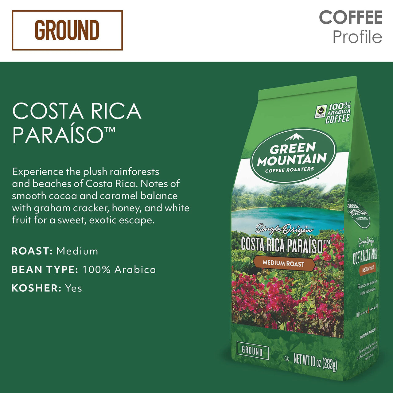 Green Mountain Coffee Roasters Costa Rica Paraiso Ground Coffee 10oz