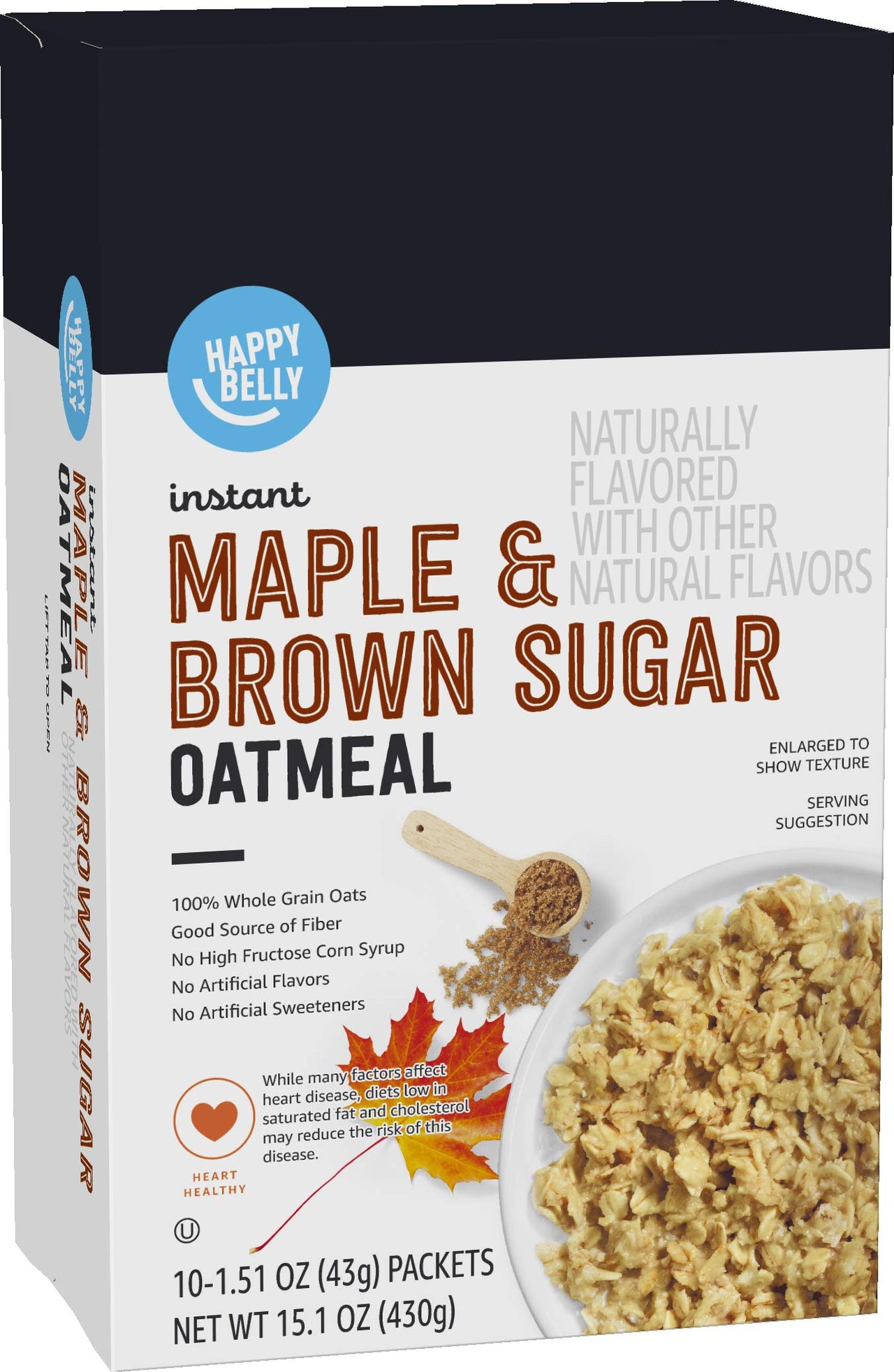 Happy Belly Instant Oatmeal, Maple & Brown Sugar, 10 Count