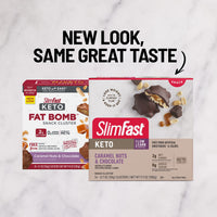 SlimFast Low Carb Chocolate Snacks, Keto Friendly for Weight Loss with 0g Added Sugar & 6g Fiber, Caramel Nuts & Chocolate, 14 Count Box (Packaging May Vary)