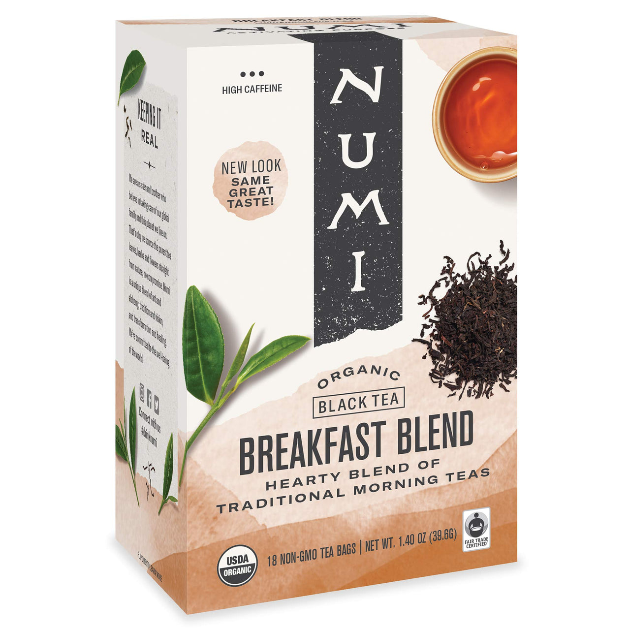 Numi Organic Black Tea, Breakfast Blend, 18 Count (Pack of 3) - Packaging May Vary