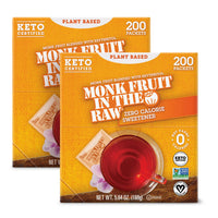 MONK FRUIT IN THE RAW, Natural Monk Fruit Sweetener w/Erythritol, Sugar-Free, Keto, Gluten Free, Zero Calorie, Low Carb, Vegan Sugar Substitute, 200 Count Packets (Pack of 2)