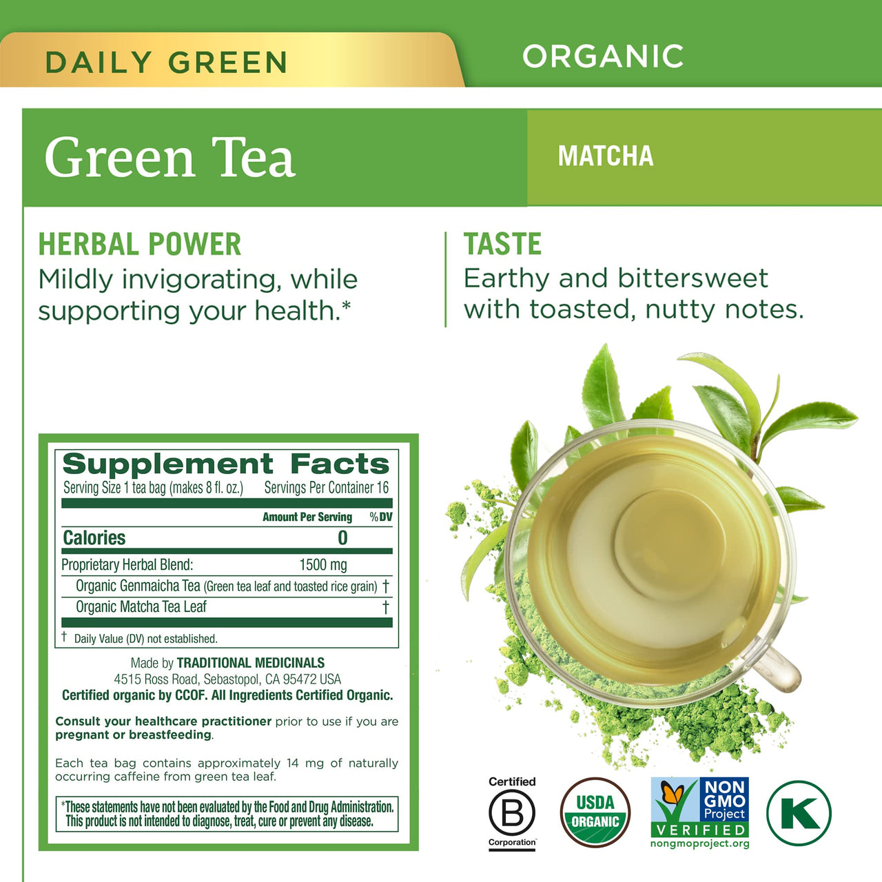 Traditional Medicinals - Organic Green Tea Variety Pack - Includes Matcha, Ginger, Peppermint and Lemongrass - 64 Tea Bags Total (4 Pack),16 Count (Pack of 4)