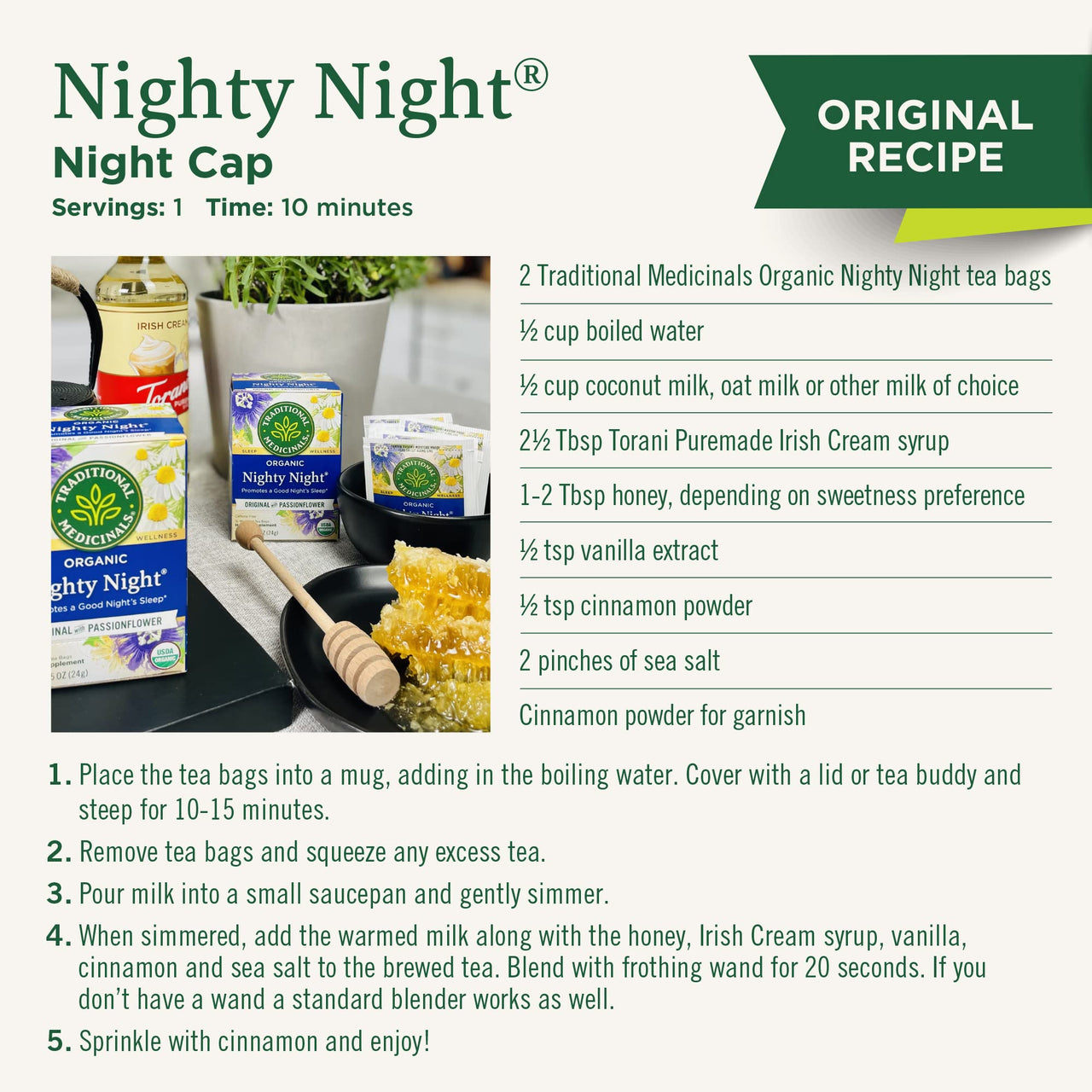 Traditional Medicinals Organic Nighty Night Tea Relaxation Tea, 16 Tea Bags (Pack of 6)