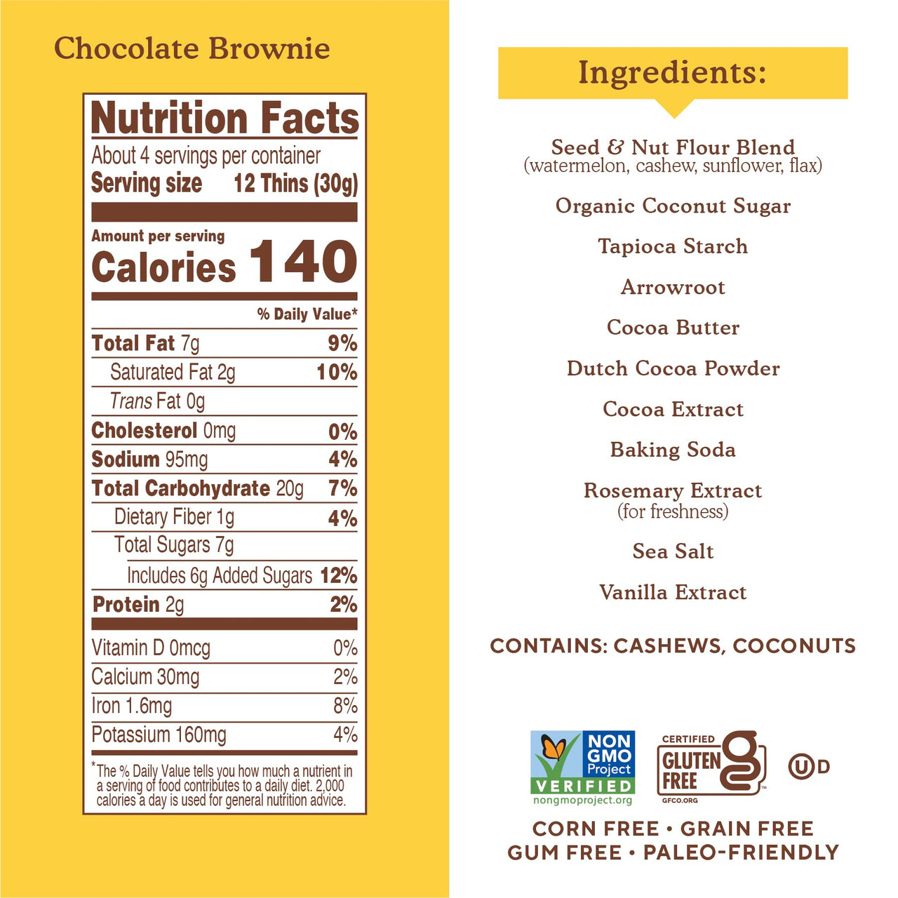 Simple Mills Sweet Thins Cookies, Seed and Nut Flour, Chocolate Brownie - Gluten Free, Paleo Friendly, Healthy Snacks, 4.25 Ounce (Pack of 1)