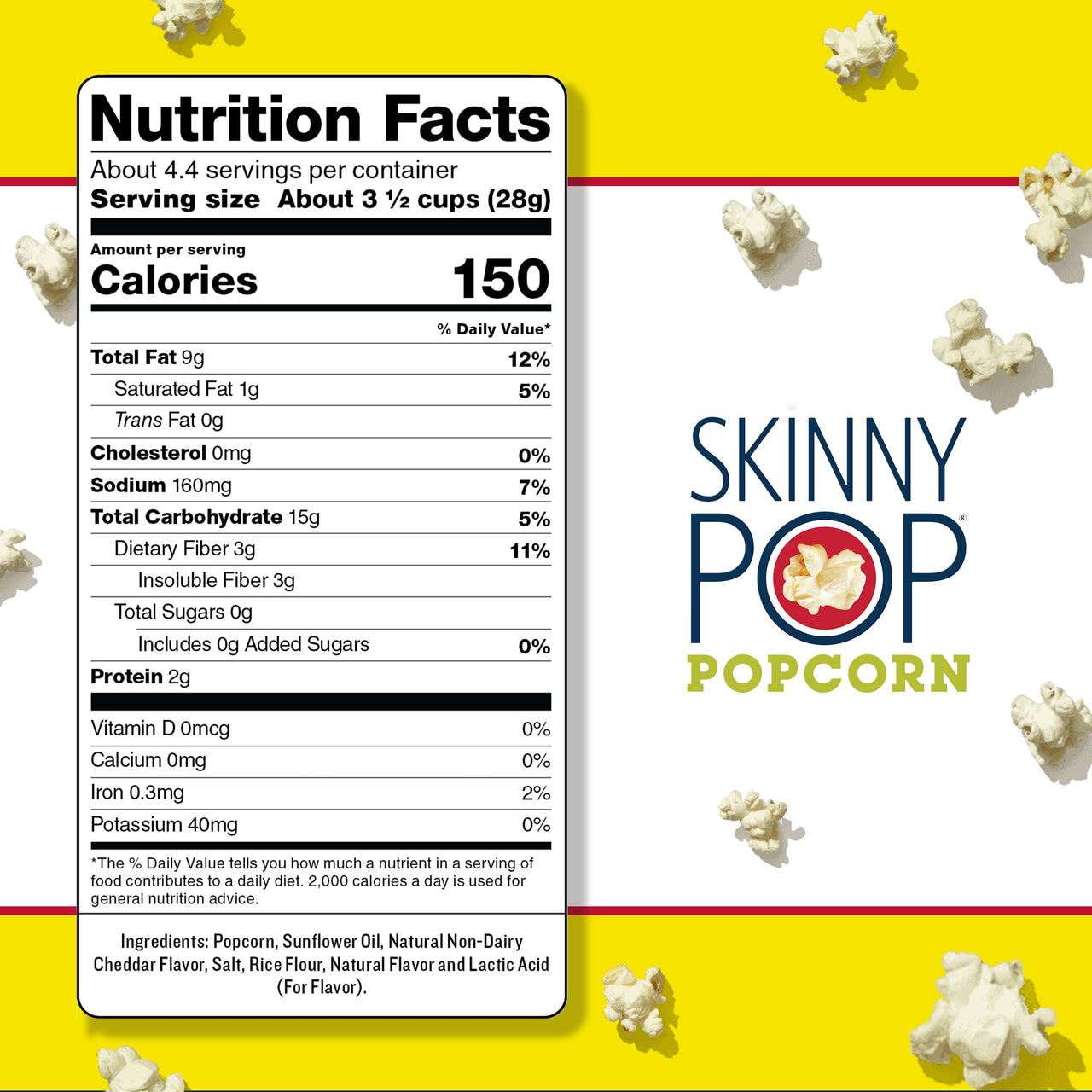 SkinnyPop White Cheddar Popcorn, 4.4oz Grocery Sized Bag, Skinny Pop, Healthy Popcorn Snacks, Easter Snacks, Gluten Free