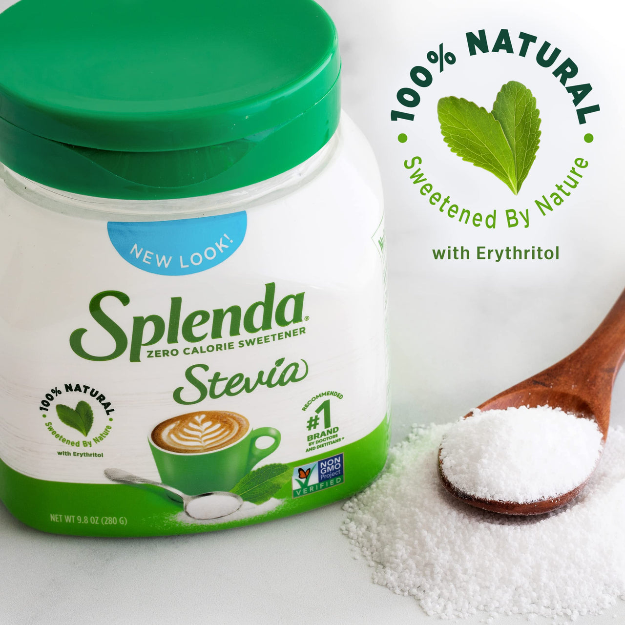 SPLENDA Stevia Zero Calorie Sweetener, Plant Based Sugar Substitute Granulated Powder, 9.8 oz Jar