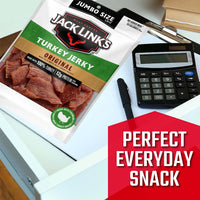 Jack Links Turkey Jerky, Original  Flavorful Meat Snack with 12g of Protein and 70 Calories, Made with 100% Turkey - 96% Fat Free, No Added MSG** or Nitrates/Nitrites, 5.85 oz. Sharing Size Bag