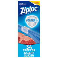 Ziploc Quart Food Storage Freezer Slider Bags, Power Shield Technology for More Durability, 34 Count