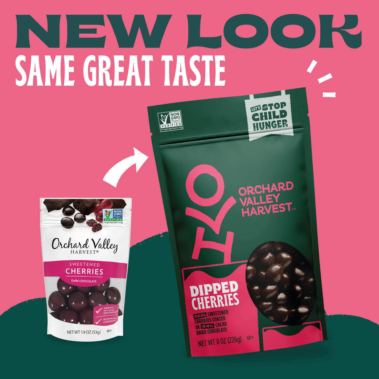 Orchard Valley Harvest Dark Chocolate Dipped Cherries, 1 Pack (8oz), Made With Real Sweetened Cherries, Gluten Free, Non-GMO, Stand Up Bag