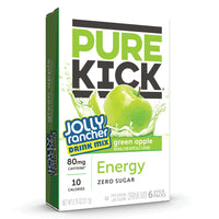 PURE KICK Energy Singles To Go Drink Mix, Jolly Rancher Green Apple, Includes 12 Boxes with 6 Packets in each Box, 72 Total Packets