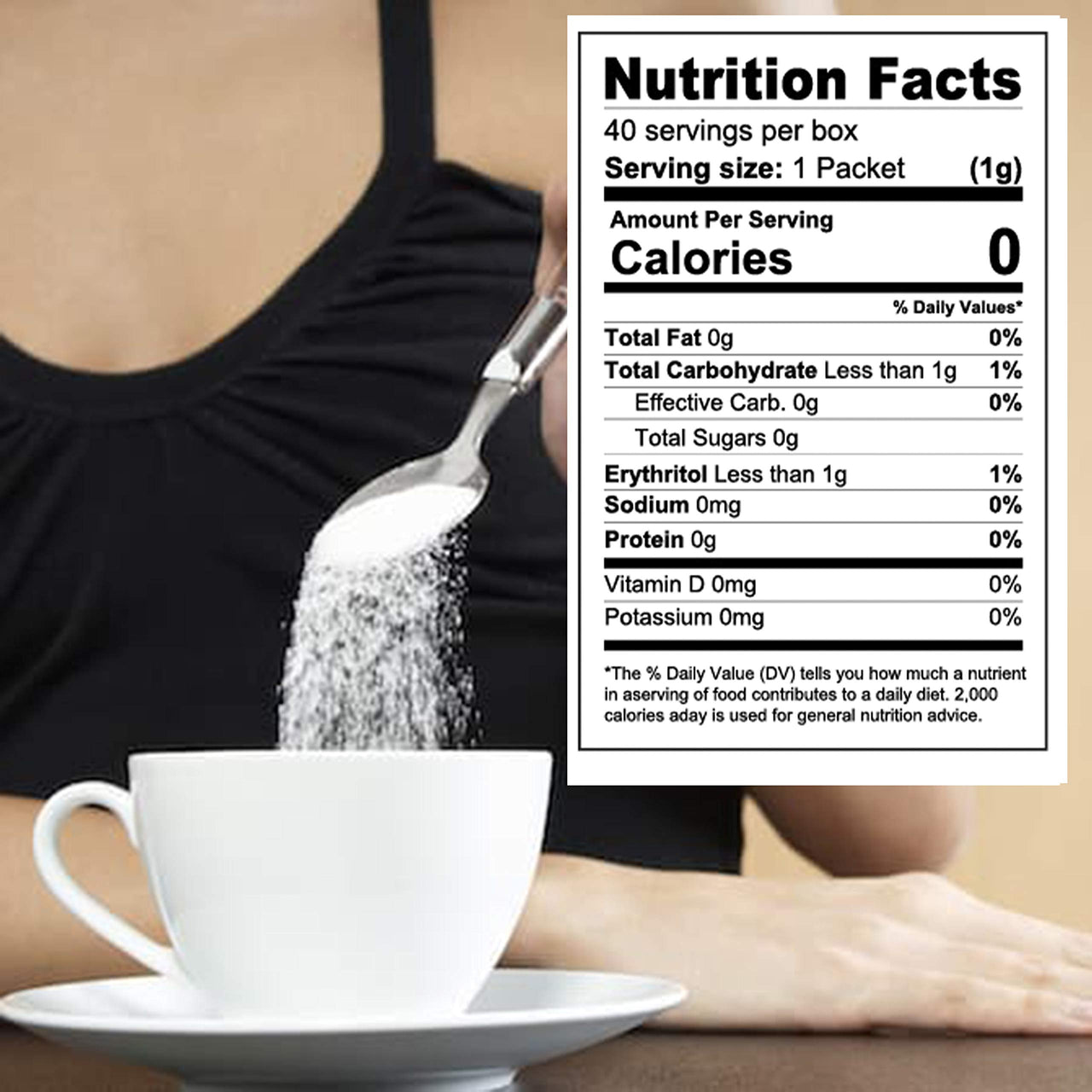 Sweet Nature Stevia Sweetener Powder All Natural Kosher Gluten and Sugar Free, 40 Count (Pack of 1)