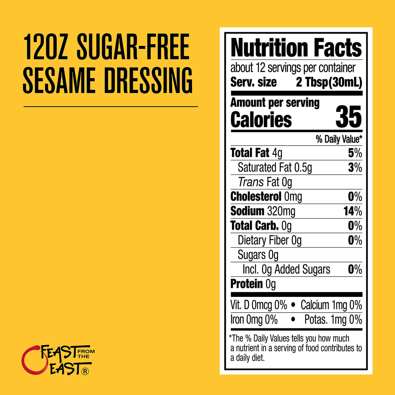 Feast From The East Sugar-Free Sesame Dressing - 12 Fl Oz - Sweet & Tangy - KETO FRIENDLY - ZERO SUGAR - NO CARB - Gluten Free - Asian Sesame Vinaigrette - Chinese Chicken Salad Dressing (Pack of 1)