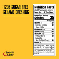 Feast From The East Sugar-Free Sesame Dressing - 12 Fl Oz - Sweet & Tangy - KETO FRIENDLY - ZERO SUGAR - NO CARB - Gluten Free - Asian Sesame Vinaigrette - Chinese Chicken Salad Dressing (Pack of 1)